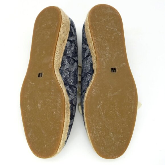 Michael Kors Espadrilles Shoes Ballet Ankle Lace-up Dark Denim MK Logo Women's 8 - Picture 3 of 3